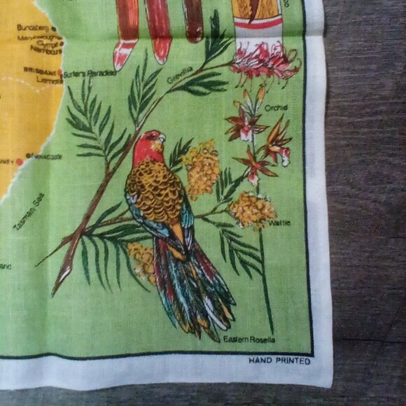 Vintage Ross AUSTRALIA Linen Kitchen Tea Towel Hand Printed Map 19” x 30” NEW - Picture 2 of 5